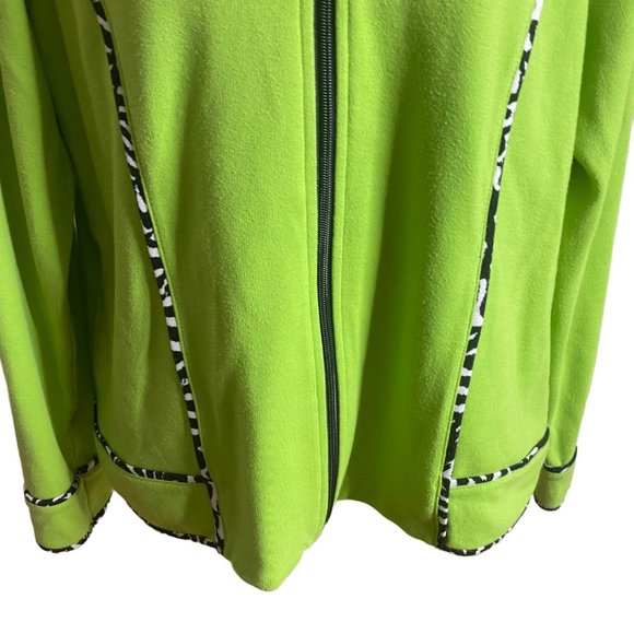 Cafe Au Lait zip front green with zebra print detail jacket size XL - Picture 8 of 9